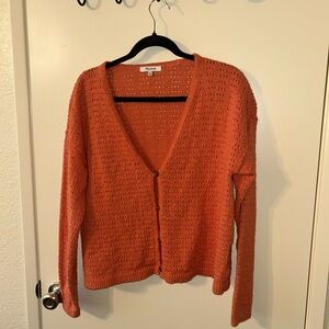 Madewell Orange Knit Cardigan Sweater